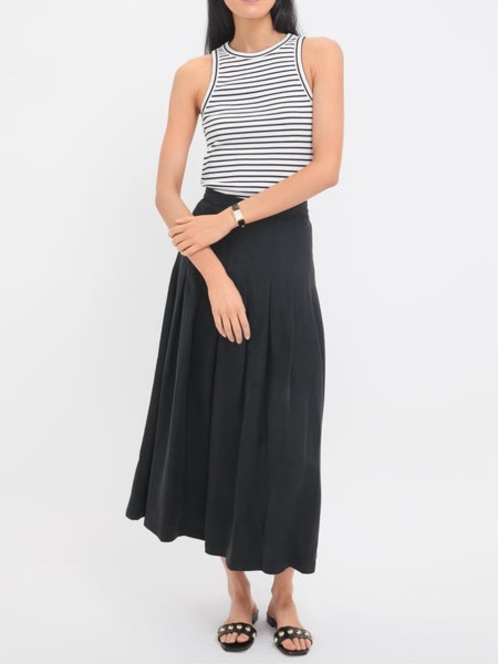 NWT Emerson Fry x Tuckernuck Black Atelier Pleated Maxi Skirt Size 4 Preppy
